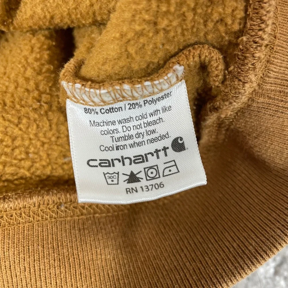 Carhartt Hoodie Kids Boys Size 7 Logo Full Zip Fleece Sweatshirt Brown Teddy